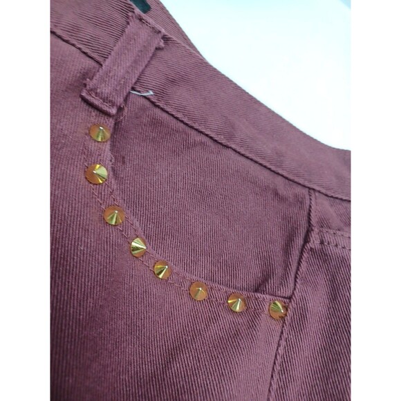 New York Premiun Label Mens Denim Jeans Studded Burgundy Red Sz 40x27 - Picture 6 of 8